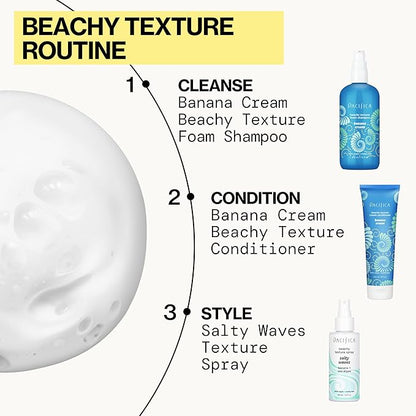 Pacifica Banana Cream Beachy Texture Foam Shampoo – Texturizing Foaming Shampoo for Beachy Waves, Adds Volume & Tousled Look, Sulfate-Free Deep Clean Beauty Vegan & Cruelty-Free Dermatologist Tested