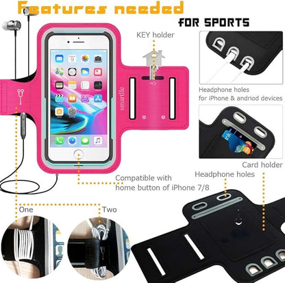 Arm Phone Holder for Running, Armband Cellphone for iPhone 15 14 13 12 11 Pro Max/XR/8 7 6s Plus, for Galaxy A/S/Note Up to 6.9’’, for Exercise Gym Fitness Sports Gear -Pink