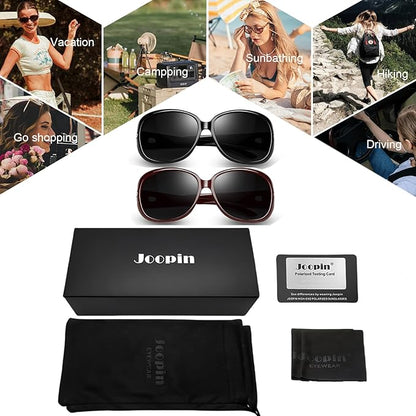 Joopin Big Womens Sunglasses Polarized Trendy Sun Glasses Large Rectangle UV Protection Rhinestone Sunnies