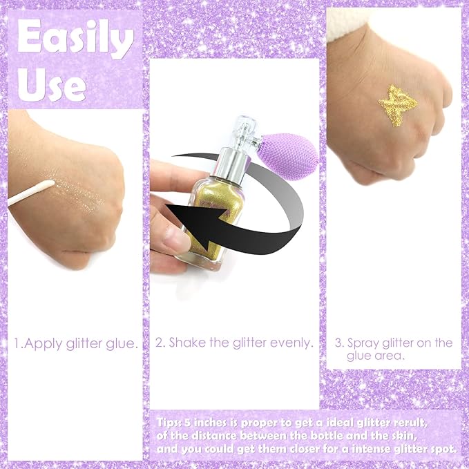 Yosca Body Glitter Spray, 30ML Loose Body Shimmer Powder Iridescent Hair Spray White Glitter Sparkle Highlighter Makeup Mardi Gras Festival Concert Party Rave Accessories for Clothes Hair Face Nail