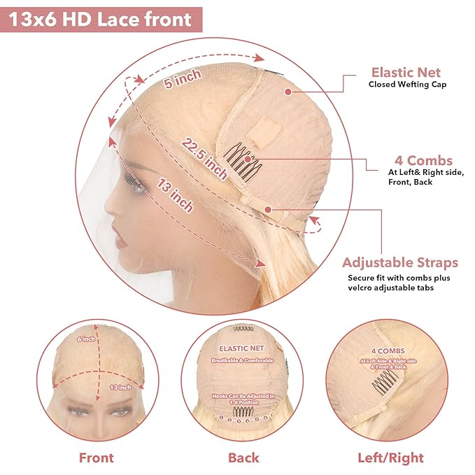20 Inch 613 13x6 Lace Front Wigs Human Hair 200% Density 613 Body Wave Lace Front Wigs Human Hair 13x6 Blonde Wig Human Hair 613 HD Lace Front Wigs Human Hair Pre Plucked Lace Front Wigs for Women
