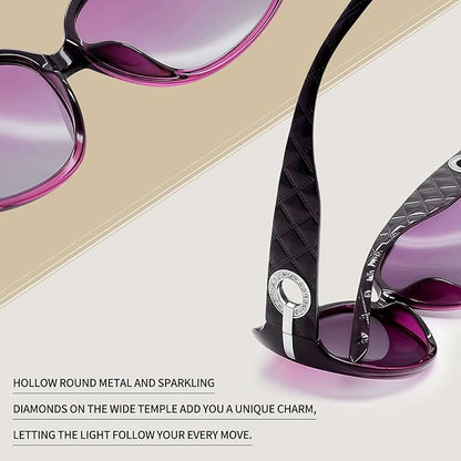 Joopin Big Womens Sunglasses Polarized Trendy Sun Glasses Large Rectangle UV Protection Rhinestone Sunnies