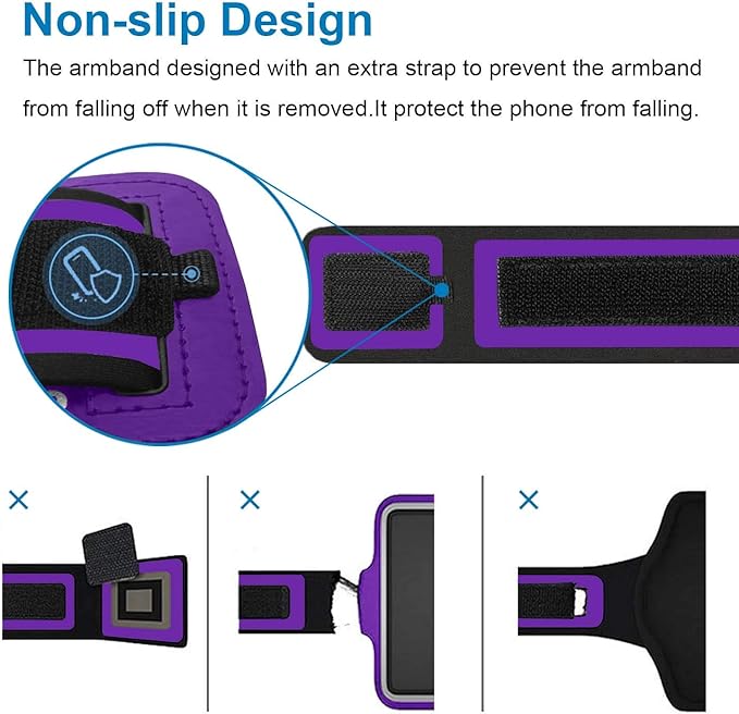Pixel 9 Pro XL /8 Pro/7 Pro/Armband, BUMOVE Gym Running Workouts Sports Phone Arm Band for Google Pixel 9 Pro XL, 8 Pro,7 Pro, 6 Pro, with Card Holder (Purple)