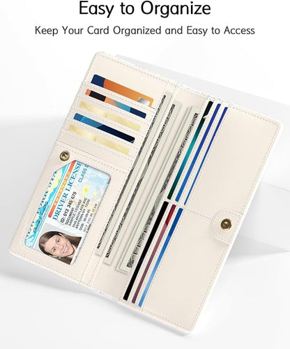 Nipichsha Womens Wallet, RFID Slim Wallets for Women, Thin Ladies Credit Card Holder Purse, Cute Leather Bifold Clutch Billfold with 11 Card Slots & ID Window, Fine Cat