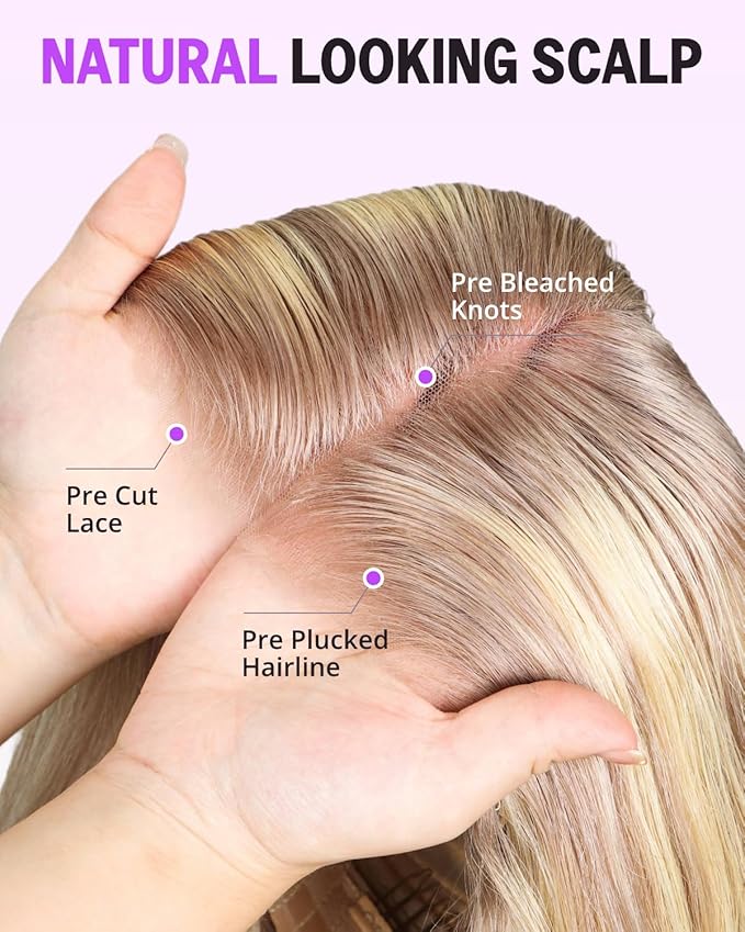 P10/613 Lace Front Wig Human Hair Glueless Blonde Bob Wig Human Hair Pre Plucked Pre Cut 6x5HD Lace Closure Short Bob Wig for Women 10 Inch