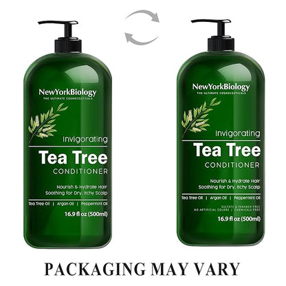 New York Biology Tea Tree Conditioner – Deep Cleanser – Relief for Dandruff and Dry Itchy Scalp – Therapeutic Grade - Helps Promote Hair Growth – 16.9 fl Oz