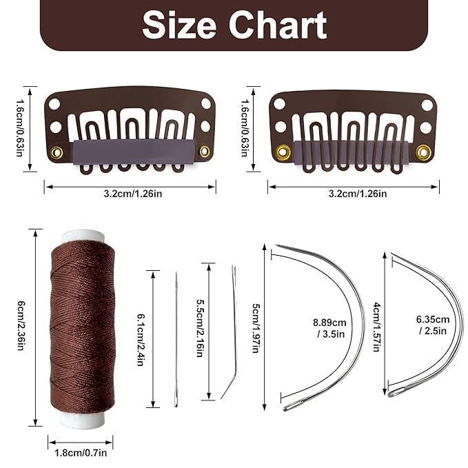 25Pcs Hairpieces Snap Clips U Shape Wig Clips for Hair Extensions Making Wig Accessories Set Tools (Brown)