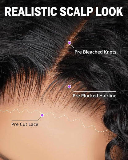 6x6 Bob Wig Human Hair Wear and Go Glueless Wigs 12A Loose Curly Bob Wig Pre Cut Lace Closure Wig Pre Bleached Tiny Knots Short Bob Wigs 14 Inch