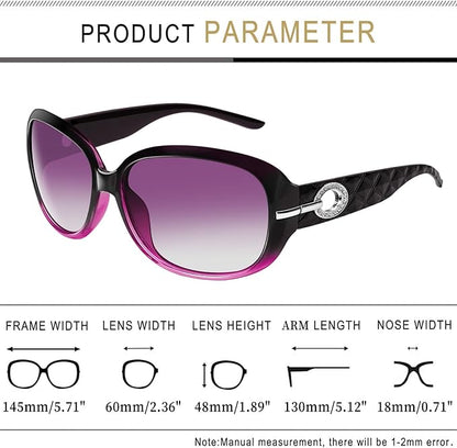 Joopin Big Womens Sunglasses Polarized Trendy Sun Glasses Large Rectangle UV Protection Rhinestone Sunnies