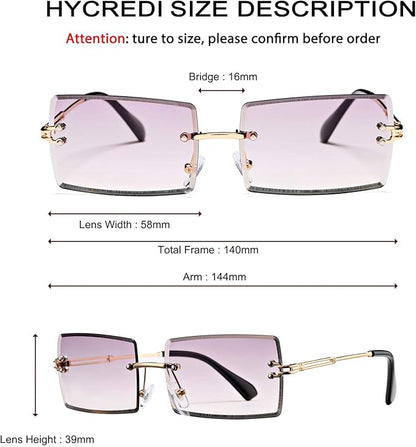 Rectangle Sunglasses for Men/Women Small Rimless Square Shade Eyewear