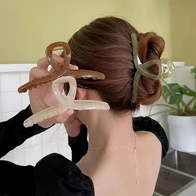 Jelly Claw Clips for Women Girls, 5 Inch Hair Styling Accessories for Long Thick Hair, Jumbo, Extra-large, Oversized (Jade green Crossover)