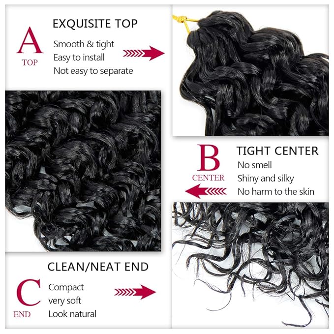 8 Packs Curly Crochet Hair GoGo Curl Crochet hair for Women Natural Black Deep Wave Braiding hair,Synthetic Bohemian Crochet Braid Water Wave Crochet hair Extensions(18inch, 1B)