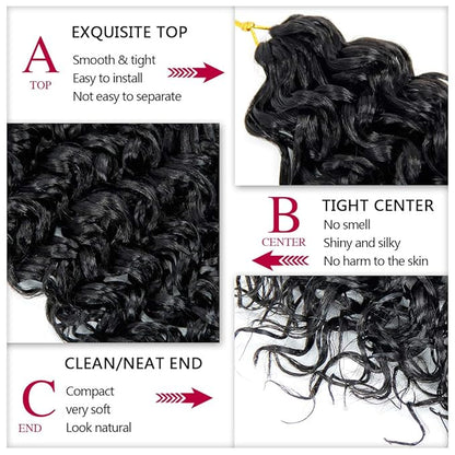 8 Packs Curly Crochet Hair GoGo Curl Crochet hair for Women Natural Black Deep Wave Braiding hair,Synthetic Bohemian Crochet Braid Water Wave Crochet hair Extensions(18inch, 1B)