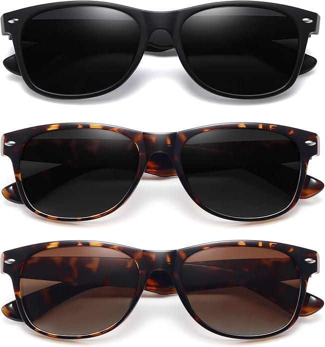 MEETSUN Classic Polarized Sunglasses for Women Men Trendy Retro Sun Glasses for Driving UV Protection (3 Pack)