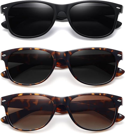 MEETSUN Classic Polarized Sunglasses for Women Men Trendy Retro Sun Glasses for Driving UV Protection (3 Pack)