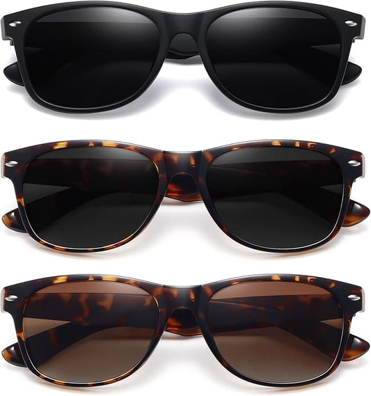 MEETSUN Classic Polarized Sunglasses for Women Men Trendy Retro Sun Glasses for Driving UV Protection (3 Pack)