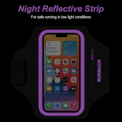 Armband for Samsung Galaxy S25/S24/S23/S22/S21/S20/S10/S9/S8,Galaxy A01/A8/A10e/A20e/A41/M01/Xcover 5,Water Resistant Sport Armband with Zipper Slot for Galaxy Buds (Purple)