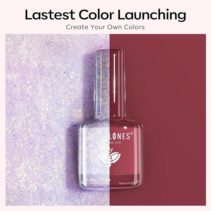 modelones Gel Nail Polish Set 2 Pcs 15 ML French Tip Red White Jelly Gel Polish Glitter Shimmer Pearl Pink Soak Off UV French Tip Gel Polish For Nail Art DIY Manicure At Home For Women Girl
