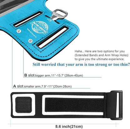 Pixel 9 Pro XL /8 Pro/7 Pro Armband, BUMOVE Gym Running Workouts Sports Phone Arm Band for Google Pixel 9 Pro XL, 8 Pro, 7 Pro, 6 Pro, with Card Holder (Blue)