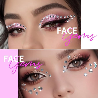 Teenitor Body Glitter Face Glitter Hair Glitter Gel, 6 Colors Body Glitter for Women, Self Adhesive Face Gems Face Rhinestones for Festivals Concerts Rave Glitter