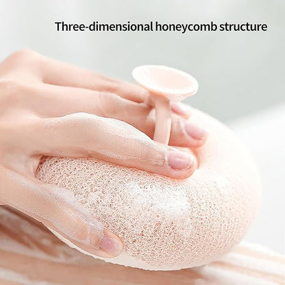 2-in-1 Sunflower Shower Sponge with Suction Cup | Exfoliating Bath Sponge for Soft Skin | Hypoallergenic & Eco-Friendly Body Scrubber for Spa-Like Luxury (Off White)