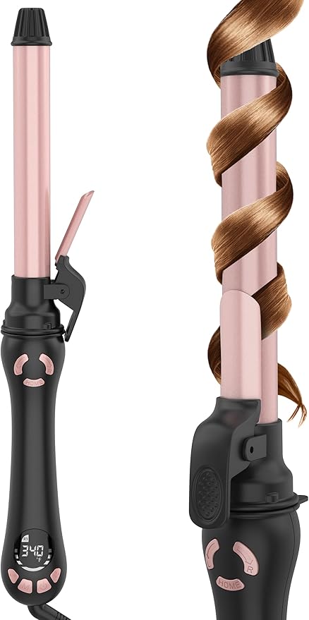 New Version Lanvier Rotating Curling Iron 1 Inch Automatic Curling Wand for Waves; Tourmaline Ceramic Self Curler with 2 Rotating Speed, 11 Adjustable Temperature & Dual Voltage for Worldwide Use