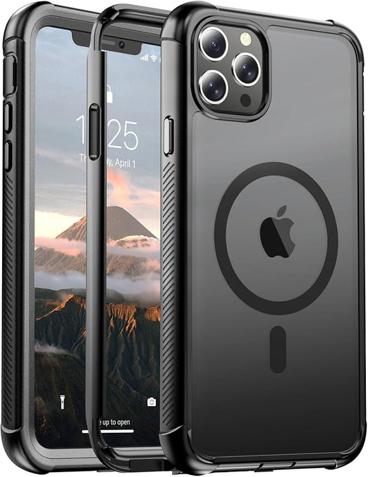 for iPhone 11 Pro Max case, [Compatible with MagSafe][Military Grade Drop Protection][Heavy Duty Protection][Non-Slip][Shockproof] with 2-Layer Durable Bumper Phone Case 6.5''-Black