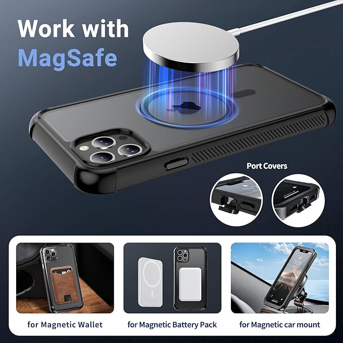 for iPhone 11 Pro Max case, [Compatible with MagSafe][Military Grade Drop Protection][Heavy Duty Protection][Non-Slip][Shockproof] with 2-Layer Durable Bumper Phone Case 6.5''-Black
