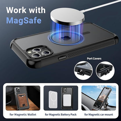 for iPhone 11 Pro Max case, [Compatible with MagSafe][Military Grade Drop Protection][Heavy Duty Protection][Non-Slip][Shockproof] with 2-Layer Durable Bumper Phone Case 6.5''-Black