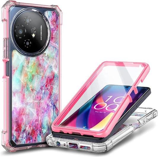 Designed for TCL 50 XL 5G Phone Case, 50 XL NXTPAPER 5G Case with Screen Protector, [Raised Corners Drop Protection] Full-Body Protective Shockproof Rugged Bumper Cover (Marble Fantasy)