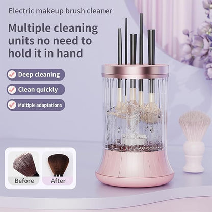 Upgrade Electric Makeup Brush Cleaner Machine – Makeup brush Clean and Dry Makeup Brushes Tools,Sponges Automatically – Make Up Dryer,Washer Holder Combined(Pink)