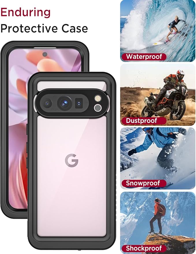 Miimall for Google Pixel 9 Pro Case Waterproof,[IP68 Waterproof &Dual-Layer Protection][Built-in Screen Protector&Camera Protector] Full Body RuggedShockproofWaterproofPhone Case for Pixel 9 Pro 6.3"