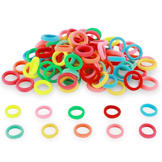 120 Pcs Baby Hair Ties, Cotton Toddler Hair Ties for Girls and Kids, Multicolor Small Seamless Hair Bands Elastic Ponytail Holders(Colorful)