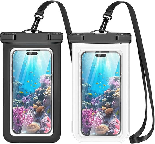 2 Pcs Waterproof Phone Pouch, Universal IPX8 Waterproof Phone Case for iPhone 16 15 pro max 14 13 12 11 Plus XS XR Samsung S24 S23 up to 6.8'', Water Proof Dry Bag for Swimming Kayak Beach Vacation