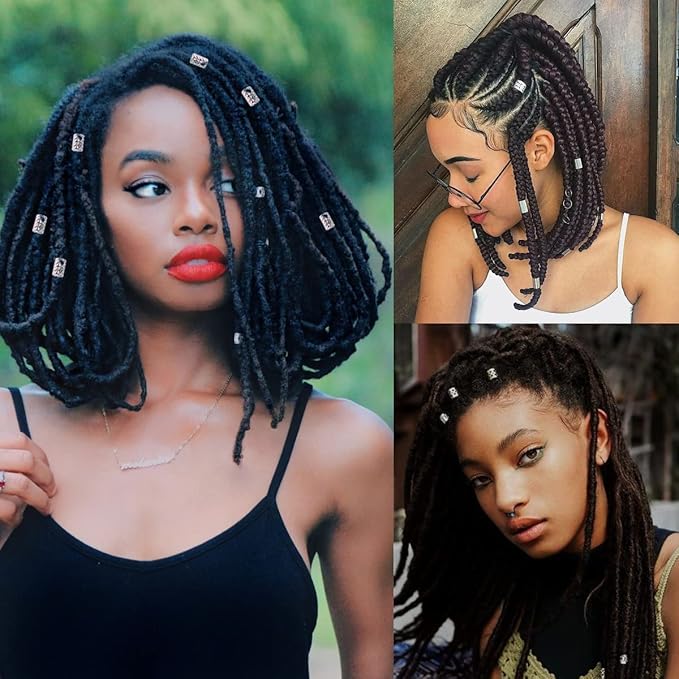 100 PCS Hair Jewels for Braids Silver Dreadlock Beads Loc Accessories Hair Rings for Girls Adjustable Cuffs Iron Braiding Hair Rings Decoration Hair Jewelry for Women