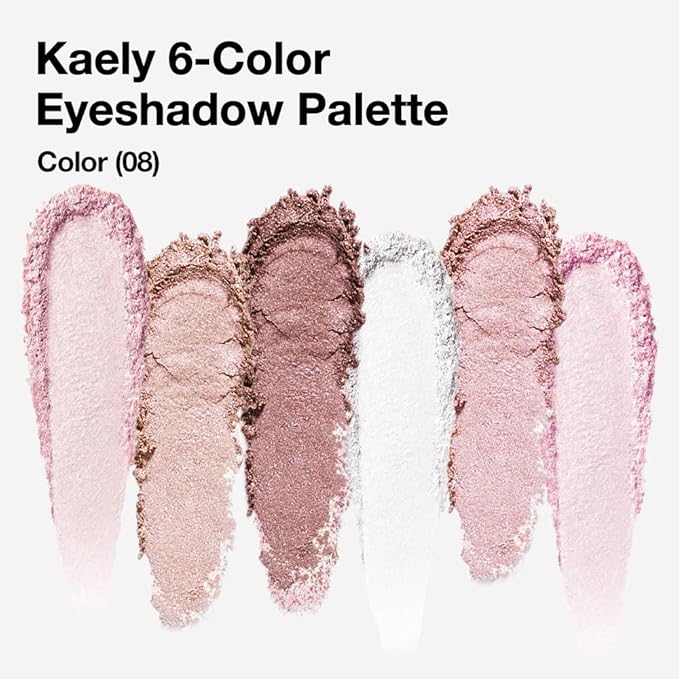 6 Color Eyeshadow Makeup Palette, 6 Pink Champagne Gold Deep Red White Rose Gold Rose Red Eyeshadows Palette,Everyday Matte Shimmer Finish Eye Makeup Looks,Travel Friendly Size, Built-in Mirror 08#