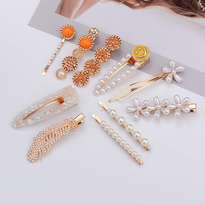 20 Pieces Pearl Hair Clips Set, Acrylic Resin Sweet Decorative Bobby Pins Hair Barrettes Hairpin Headwear Hair Accessories Headwear for Women and Girls