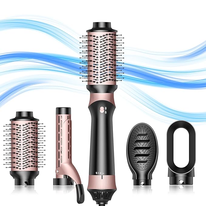 4 in 1 Hair Dryer Brush, Blow Dryer Brush for Hair Styling, Thermal Brush Hot Air Brush and Volumizer with Round Brush Blow Dryer, Hair Straightening Brush, Curling Brush, Hair Styling Tools