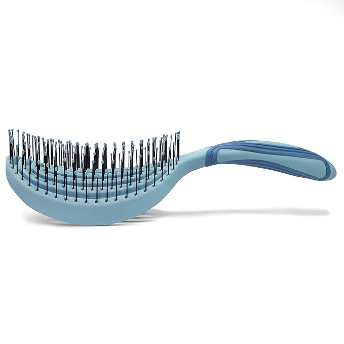 NuWay 4HAIR DoubleC PRO U.S. Patented Double Curved Detangling Brush is Hair Dryer Safe (Sea Foam)