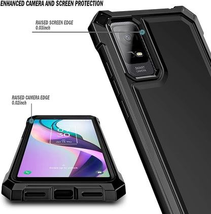 NZND Compatible with TCL ION X Case, TCL ION V with [Built-in Screen Protector], Full-Body Protective Shockproof Rugged Bumper Cover, Impact Resist Case (Black)
