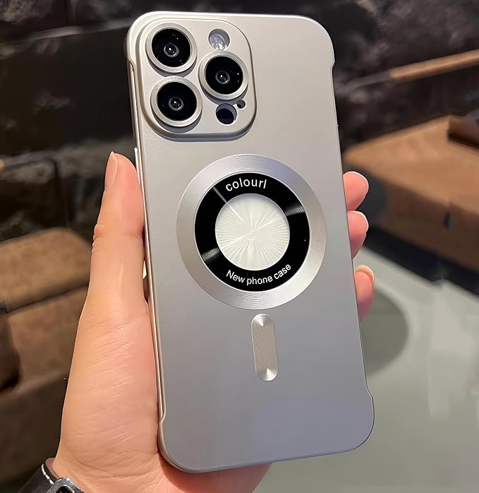 Compatible with iPhone 15 Pro Max Silicone minimalist Case with Camera Lens bumper, Frameless Design, ultra thin and Shockproof Case, Simple and Practical Impact Protection Case., Titanium
