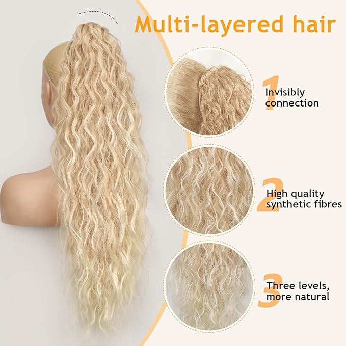 ORSUNCER Ponytail Extension Claw Clip 26" Curly Pony Tail Clip in Hair Extensions Fluffy Natural Looking Synthetic Hairpieces for Women
