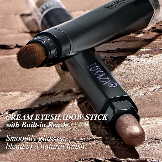 Neutral Eyeshadow Stick Makeup Set, Brown Nude Metallic Shimmer Matte Cream Eye Shadow Eyeliner Brightener Pencil Crayon - BROWN CANYON