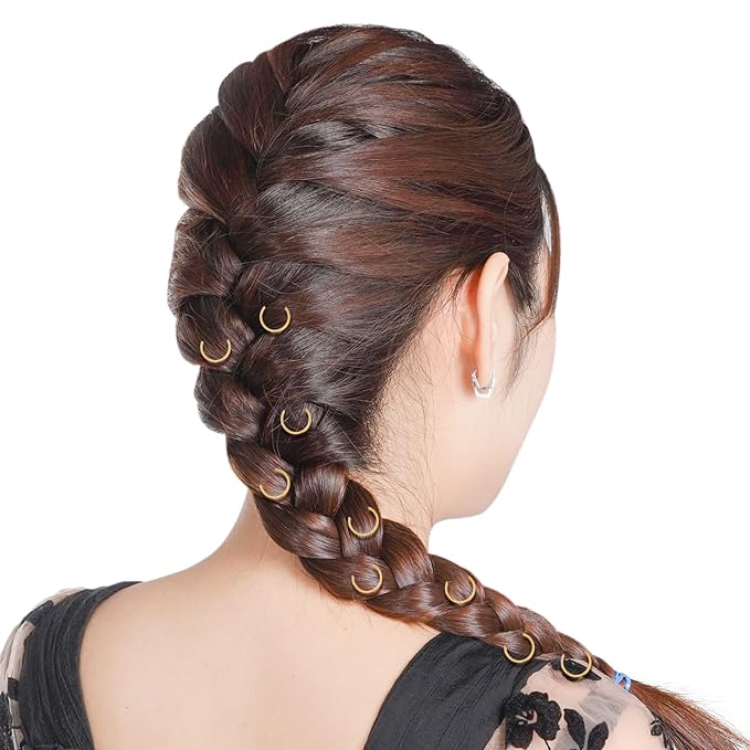 Nydotd 180 Pieces Hair Rings, Braid Rings, Loop Clips, and Hoops - 3 Colors, 2 Sizes, Women's Fashion Hip-Hop DIY Hair Clip Accessories for Dreadlocks