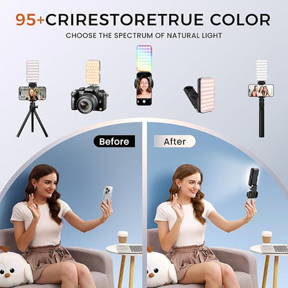 Selfie Light for Phone, Rechargeable Ring Light Clip for iPhone & Android, Portable Phone Light for Video Recording, Vlogging, Makeup, Photography
