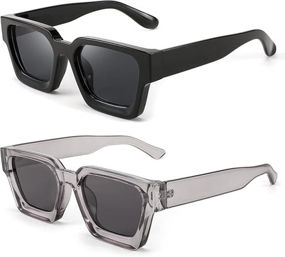 FEISEDY Retro 90s Square Sunglasses for Women Men Trendy Chunky Rectangle Sunglasses UV400 Protection B2385