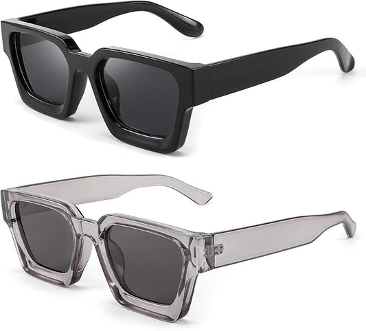 FEISEDY Retro 90s Square Sunglasses for Women Men Trendy Chunky Rectangle Sunglasses UV400 Protection B2385