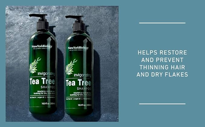 New York Biology Tea Tree Conditioner – Deep Cleanser – Relief for Dandruff and Dry Itchy Scalp – Therapeutic Grade - Helps Promote Hair Growth – 16.9 fl Oz