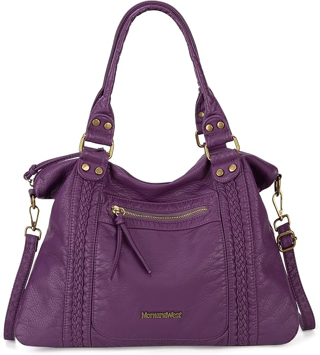 Montana West Washed Leather Hobo Bags for Women Roomy Handbags with Crossbody Strap