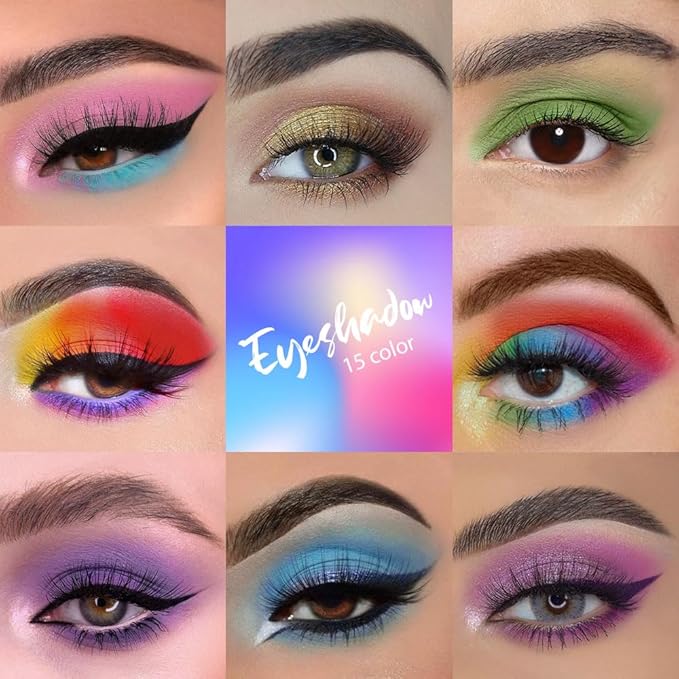 15 Color Eyeshadow Palette,Professional Eye Shadow-Rich Shades Matte Shimmer Makeup Pallet,Highly Pigmented Colorful Powder Long Lasting Waterproof Eye Shadow,Easy-Blend Makeup Kit